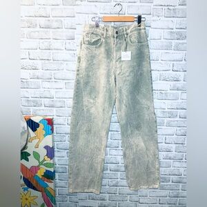 Zara NWT high waist wide leg jeans with surface distressing